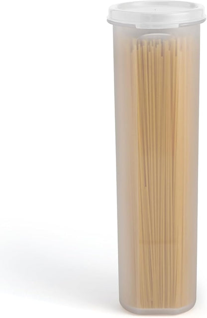 Tall Clear Spaghetti Pasta Container Storage With Lid.Multi-Purpose Kitchen Pantry Organization And Food Storage For Noodles Beans Straws - Airtight Leakproof Spaghetti Keeper BPA Free 37 oz.