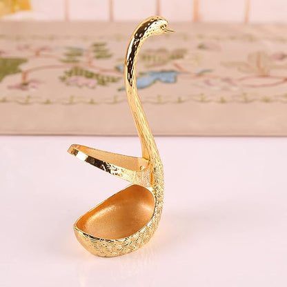 Coffee Spoon Set With Holder, Swan Spoon & Fork Holder, Elegant and Charming Decorative Spoons Organizer Serving Kit, Durable Spoons Coffee Station Storage Organizer(COLOR:Gold)