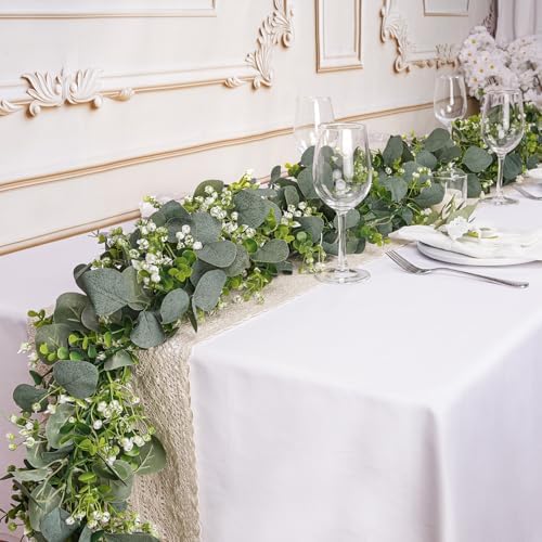 2 Pcs Artificial Eucalyptus Greenery Garland Backdrop Decor by YOUNGLEAVES