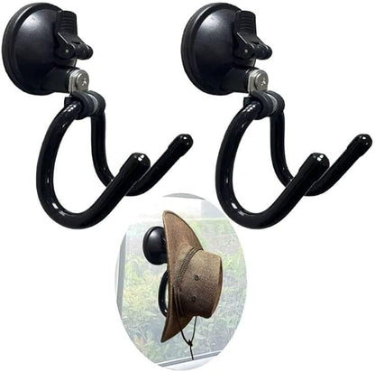 AUXPhome 2Pack Suction Cup Hooks, Hat Storage Organizer Stand Holder Hanger for Car, Shower,Glass Window,Kitchen & Bathroom & Restroom, for towels,jacket,Purse,cowboy hat - No Tools，No drilling