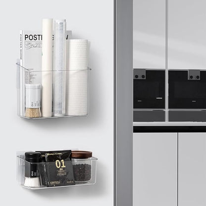 vacane Large Organizing Caddy with 2 Command Strips, Adhesive Wall Mounted Storage Organizer Bins