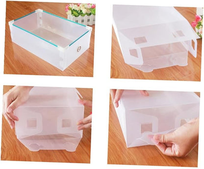 TOYANDONA 6PCS Transparent Shoe Boxes Plastic Stackable Storage Containers for Home and Shop Organization