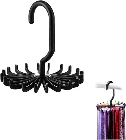 Circular Tie Hanger Updated Twirl Tie Rack Adjustable Twirl Tie Rack Tie Belt, Multipurpose Organizer for Closet Storage(Black)