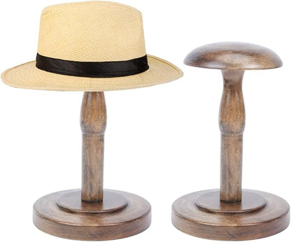 1 Pcs Table Hat Stand, Wooden Hat Stand Holder Vintage Brown Hat Rack Wig Display Rack Helmet Organizer Storage for Home
