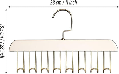 Belt Hanger 2Pcs Belt Hanger with 16 Hooks Bra Hangers for Closet,Space-Saving Wooden Closet Hanger Organizer for Ties, Scarves, Bras,Tank, Tops (1Wood Color 1Brown)