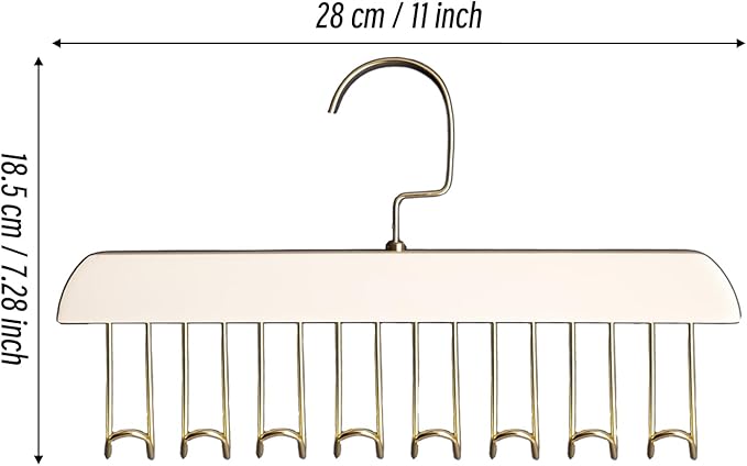 Belt Hanger 4Pcs Belt Hanger with 32 Hooks Bra Hangers for Closet,Space-Saving Wooden Closet Hanger Organizer for Ties, Scarves, Bras,Tank, Tops (Brown)