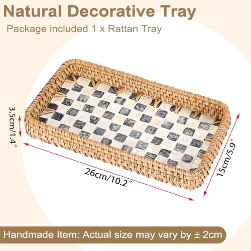 Key Basket for Entryway Table, Rattan Remote Tray for Coffee Table - Image 3