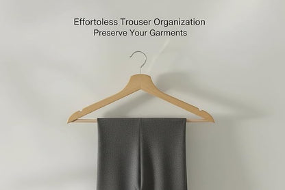 Wooden Hangers 30 Pack - Slim Rotating Hook with Non-Slip Pant Bar Durable Space-Saving Closet Organizers for Suits, Shirts & Dresses
