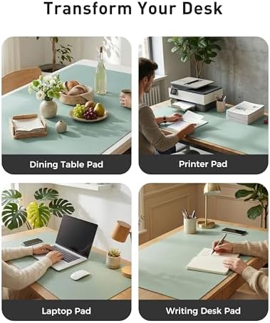 Aothia Faux Leather Desk Mat - Large Mouse Pad, Non-Slip PU Leather Blotter, Waterproof Writing Surface for Office and Home (Light Blue, 42" x 17") - Image 6
