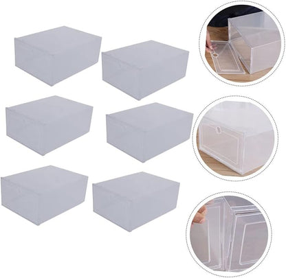 Holibanna 6pcs Shoe Containers Lids Plastic Shoe Boxes Storage Boxes Clamshell Design Easy to View Clean