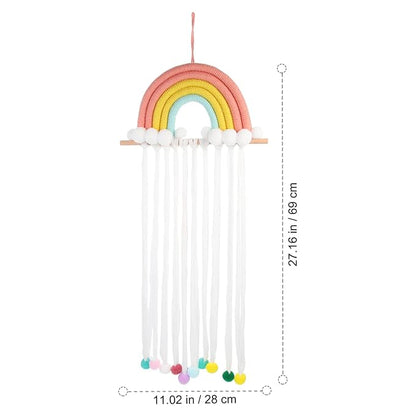 Lurrose Hair Bow Organizer: Hair Bow Holder for Girls - Baby Hanger Clips with Rainbow Tassels - Clips for Baby Hangers
