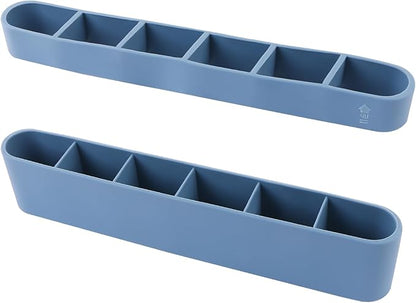 Strong Adhesive Backing Straw Storage Box, Split Type Silicone Straws Dispenser Adjustable Height Straw Holder for Cabinet (Blue)