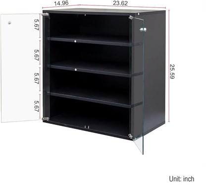 Shoe Box with RGB LED Light, Wooden Stackable Shoe Storage Box with Glass Door, Sneaker Storage Box Shoe Rack Container Holder, Shoe Storage Bin Shoe Display Case, for Shoe Collection