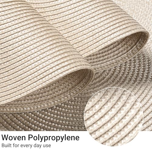 FunWheat Round Braided Placemats Set of 4 Table Mats for Dining Tables Woven Washable Non-Slip Place mats 15inch (Beige, 4pcs) - Image 3