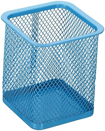 PATIKIL Mesh Pen Holder, Pencil Holder Pencil Basket Pen Cup Locker Organizer Square Makeup Brush Holder for Desk Accessories, Blue by PATIKIL