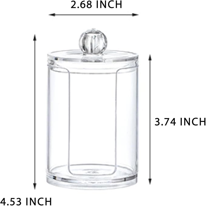 10oz Clear Plastic Cotton Round Holder Organizer - Shatterproof Vertical Cotton Pad Dispenser Canister with Lid for Bathroom Vanity Storage, Apothecary Jar for Face Cleaning Pads & Skincare