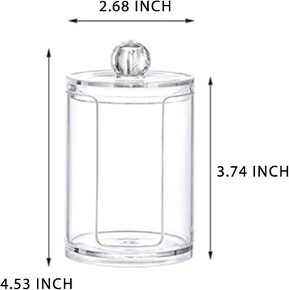 10oz Clear Plastic Cotton Round Holder Organizer - Shatterproof Vertical Cotton Pad Dispenser Canister with Lid for Bathroom Vanity Storage, Apothecary Jar for Face Cleaning Pads & Skincare