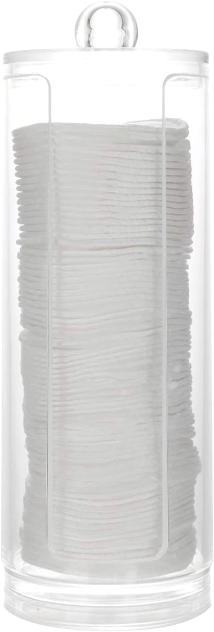 Cosmetic Cotton Pad Holder - Acrylic Makeup Remover Organizer with Dispenser & Storage Rack