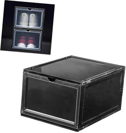 MAGICLULU Thick Plastic Magnetic Shoe Boxes Stackable Shoes Storage Easy to Entryway Organizer