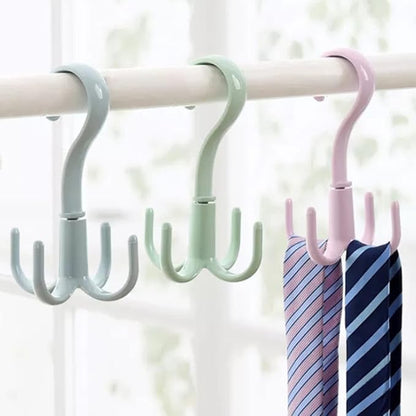 Space Saving Rotated Hanger Hooks Wardrobe Clothes Rack Hanger Organizer Bag Hanger Shoes Belt Scarf Hanging Rack Closet Hanger (Pink)