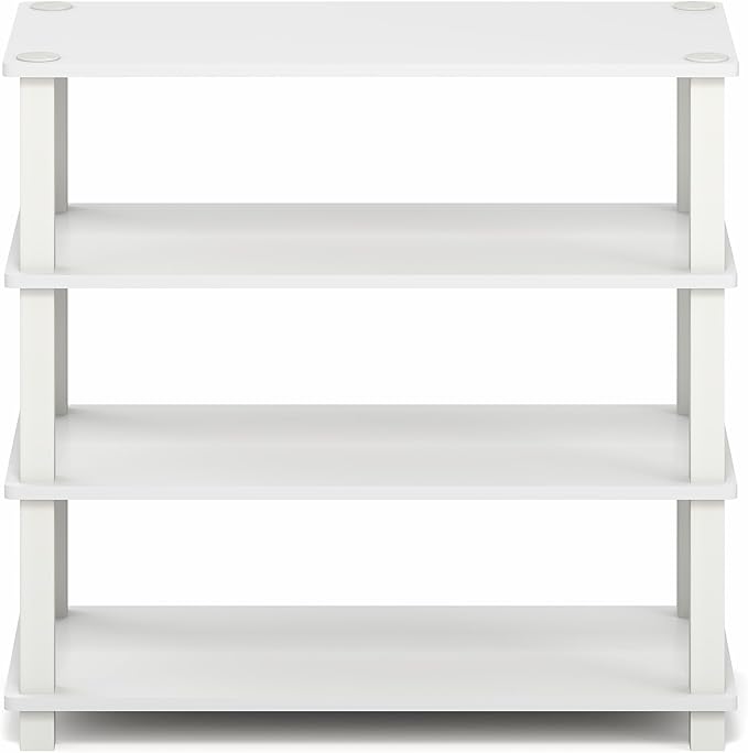 Furinno Turn-S-Tube Shoe Rack, 4-Tier Shoe Organizer, Shoe Storage, 11.6 x 23.6 x 22.3, for Closet Entryway, Office, Garage, White