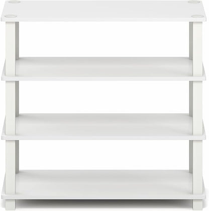 Furinno Turn-S-Tube Shoe Rack, 4-Tier Shoe Organizer, Shoe Storage, 11.6 x 23.6 x 22.3, for Closet Entryway, Office, Garage, White