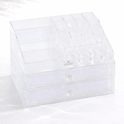 Decozen Makeup Organizer - Vanity Storage with Multiple Compartments and Drawers for Brushes, Lipsticks, Jewelry, Perfect for makeup organizer countertop, makeup holders and organizers, Gift for Mom
