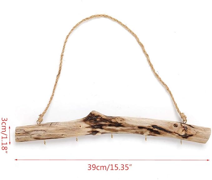 Vintage Driftwood Storage Hanging Rack Jewelry Door Hook Household Wall Holder Rack Crafts - Wooden Color