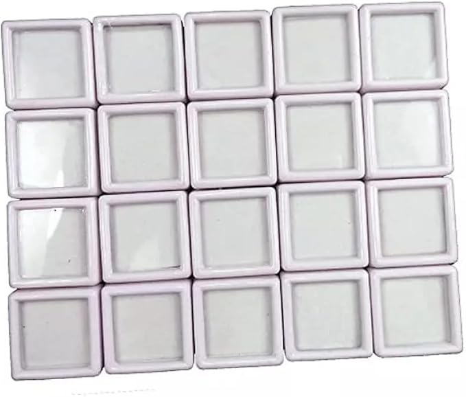 20 Pcs 3 x 3 Cm White Gem Display plastic box Storage for Gems Storage Container for Loose Gems Diamonds White Plastic Small Transperent Box