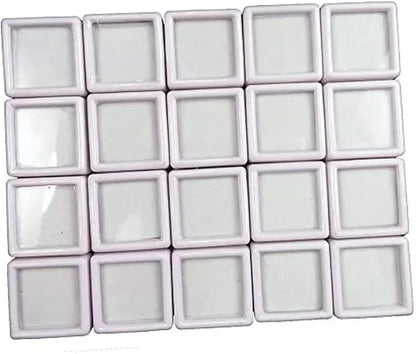 20 Pcs 3 x 3 Cm White Gem Display plastic box Storage for Gems Storage Container for Loose Gems Diamonds White Plastic Small Transperent Box