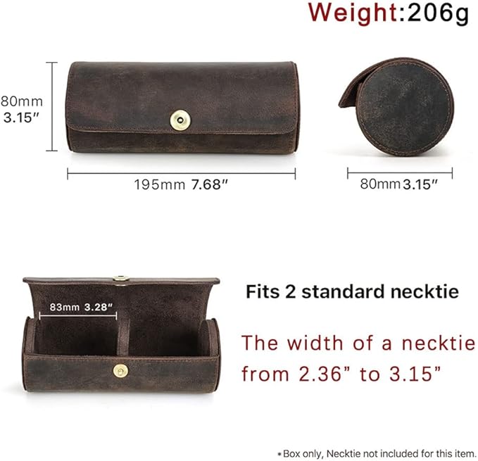 CONTACTS Genuine Leather Tie Travel Holder Small Neckties Organizer Tie Anti Wrinkle Storage Roll