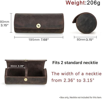 CONTACTS Genuine Leather Tie Travel Holder Small Neckties Organizer Tie Anti Wrinkle Storage Roll