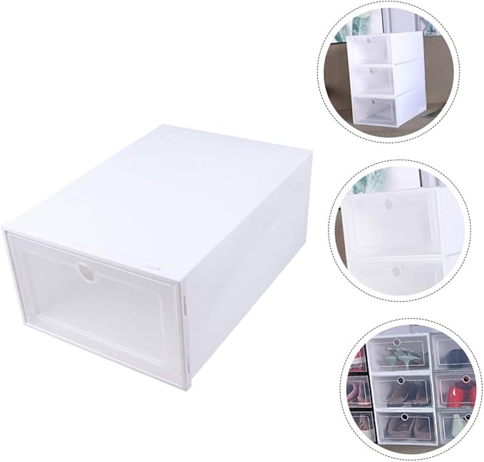 iplusmile 6pcs Transparent Plastic Shoe Boxes Drawer Type Stackable Shoes Storage Containers Dustproof Organizer for Men for