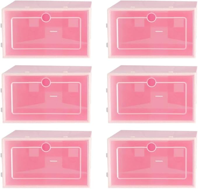 Cabilock 6 Pack Stackable Shoe Boxes Large Size Storage Bin Clear Lid Closet Organizer
