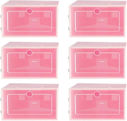 Cabilock 6 Pack Stackable Shoe Boxes Large Size Storage Bin Clear Lid Closet Organizer
