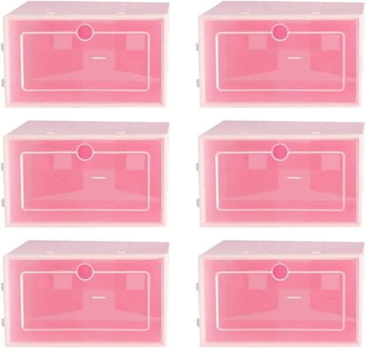 Cabilock 6 Pack Stackable Shoe Boxes Large Size Storage Bin Clear Lid Closet Organizer