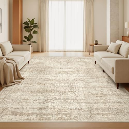 5x7 Area Rugs for Living Room,Large Washable Rug,Beige by Restydon