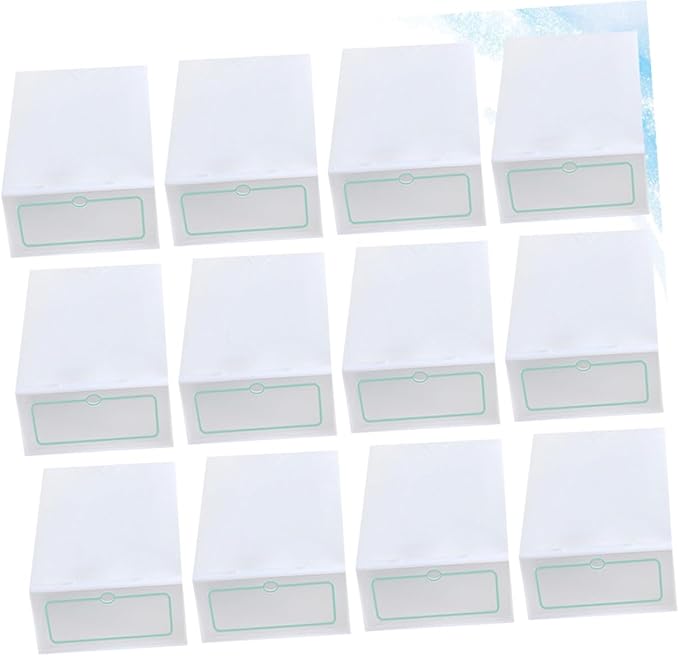 BESPORTBLE 12pcs Large White Stackable Plastic Shoes Storage Boxes Thickened Shoe Containers for Closet Organization and Storage