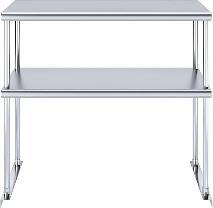 36" x 14" NSF Stainless Steel Double Overshelf | 18-Gauge Heavy-Duty | Includes Brackets
