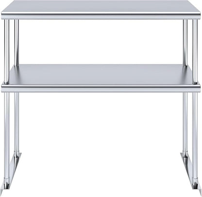 36" x 14" NSF Stainless Steel Double Overshelf | 18-Gauge Heavy-Duty | Includes Brackets