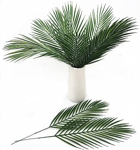 Artificial Tropical Palm Leaves Stems 12 Pcs, Fake Monstera Plants Areca Leaf Plants Faux Greenery Bushes Realistic Farmhouse Plant for Home Kitchen Garden Bathroom Decor Outdoor Indoor Decoration - Image 2