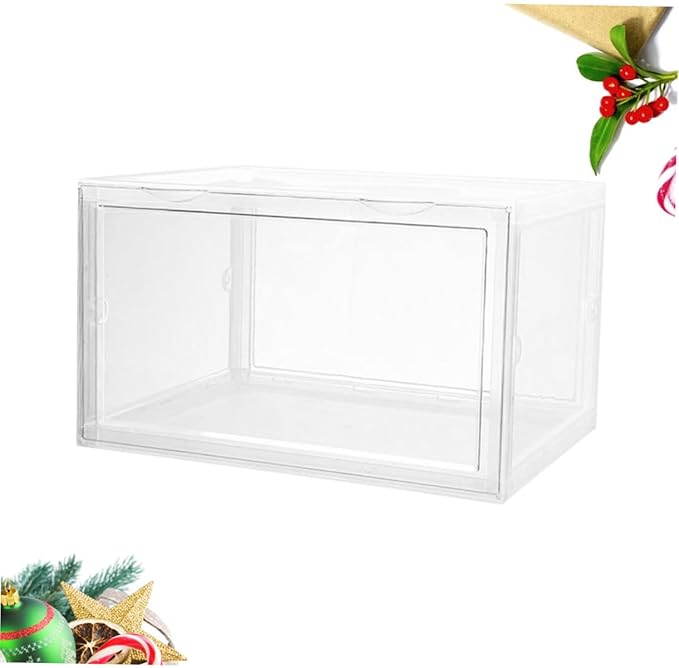 Ciieeo Transparent Dustproof Shoe Storage Box Stackable Organizer for Home Use Container with Buckle Closure for Sneakers Accessories More