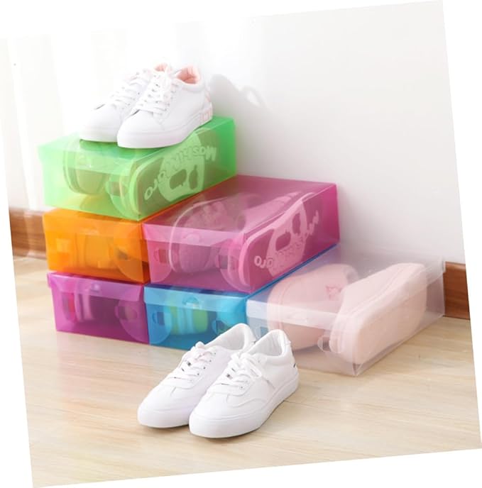 Sosoport 6pcs Plastic Shoe Boxes Lid Storage Case for Home Entryway Dustproof Shoe Organizer Small Item Storage Bins Space Saving Tidy Design