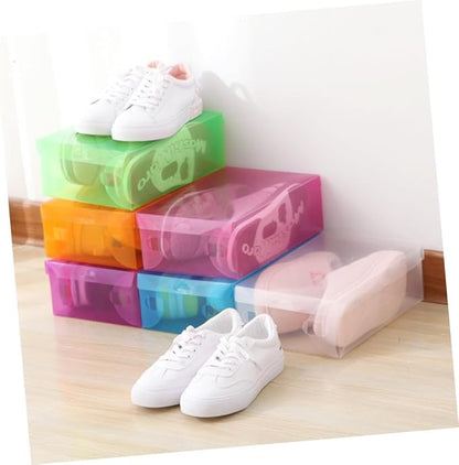 Sosoport 6pcs Plastic Shoe Boxes Lid Storage Case for Home Entryway Dustproof Shoe Organizer Small Item Storage Bins Space Saving Tidy Design