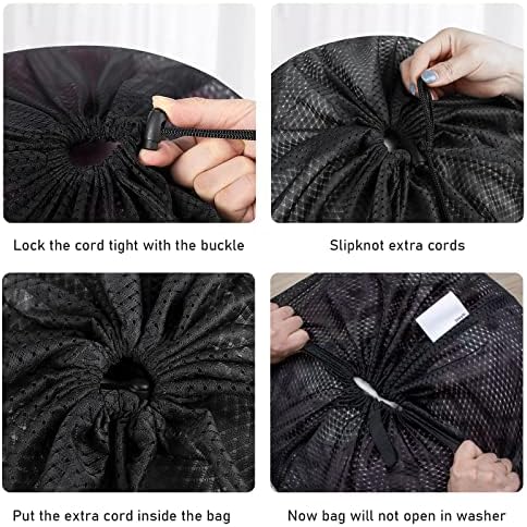 Polecasa 2 Pack Heavy Duty Diamond Mesh Laundry Bag, 30x36", Black - Image 6