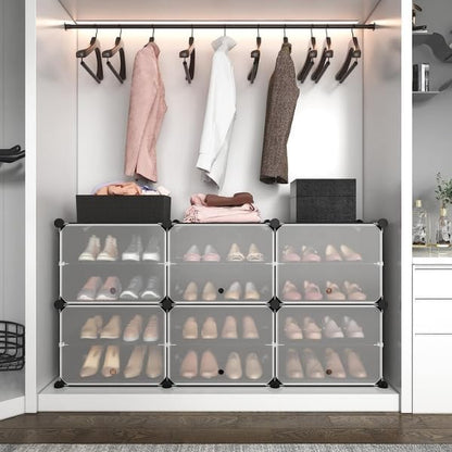 Shoe Slot Organizer Space Saving Double Tier Adjustable Shoe Slots for Closet Organization 5 Pack 5 Doors
