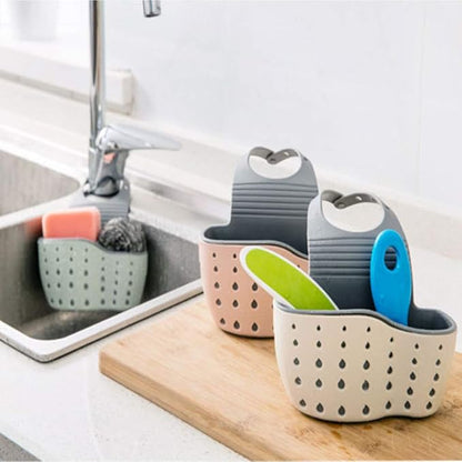 Qtopun Sponge Holder for Sink, 3 Pack Sink Caddy Organizer With 3 Hooks Kitchen Dishcloth Holder With Adjustable Strap Bathroom Soap Hanging Strainer Tootthbrush Bag