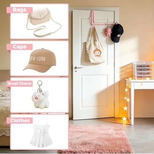 Pink Over the Door Hanger for Clothes Foldable for Space Saving - Image 2