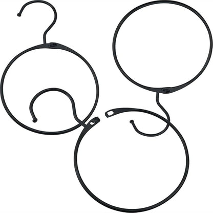 3PCS 120mm Diameter Black Metal Openable Scarf Hooks Clothes Hanger Closet Storage Activity Loop Anti Skid Large Scarf Holder for Hanging Belt Baseball Cap Bag Jewellery