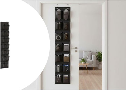 Over the Door Shoe Organizer for Bedroom Door with Multiple Pockets - Hanging Shoe Storage Bag Caddy
